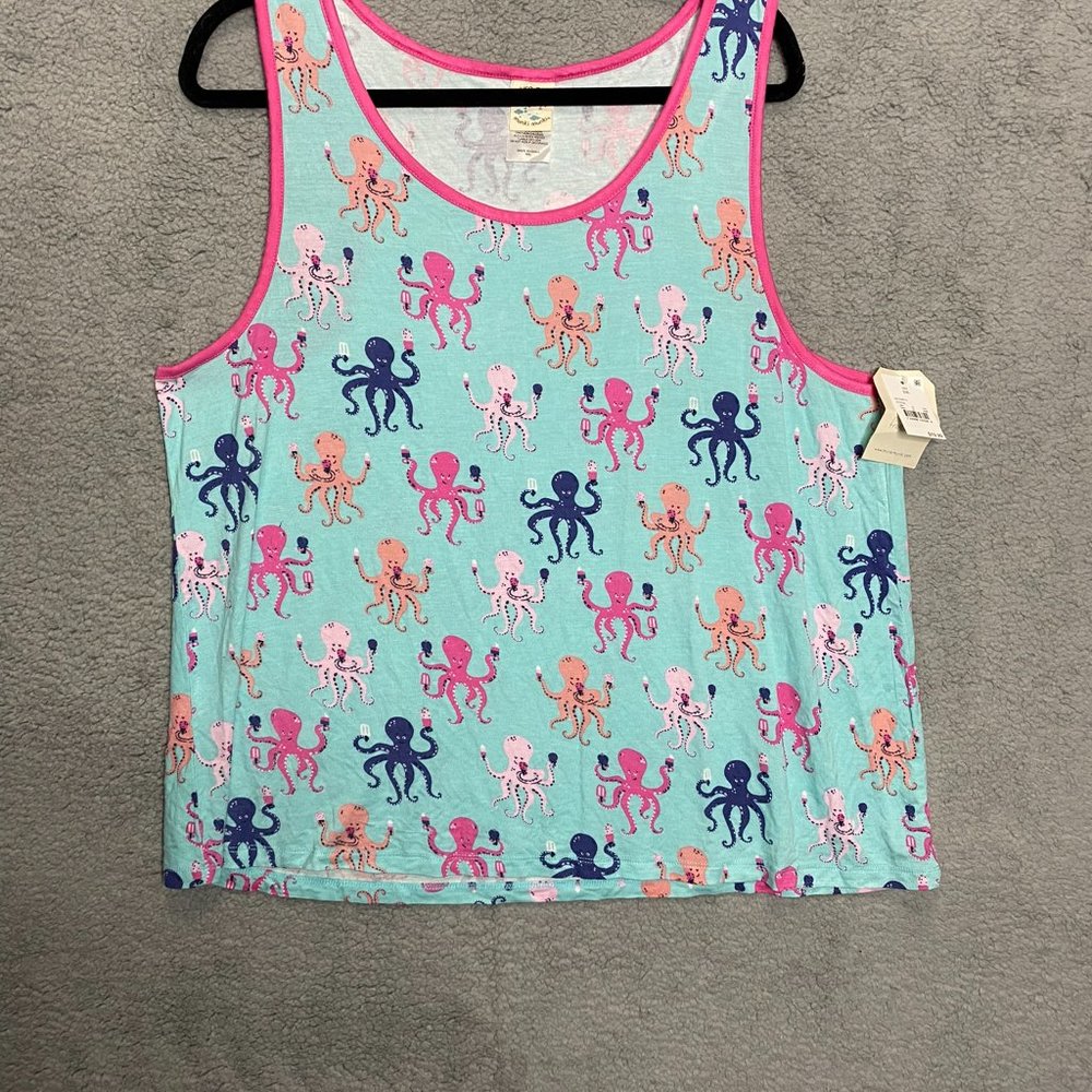 NEW NITE NITE MUNKI MUNKI XXL WOMEN'S TANK TOP PAJAMA SLEEP BLUE OCTOPUS